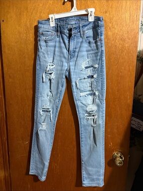 American Eagle Outfitters Light Blue Ripped Skinny Jeans